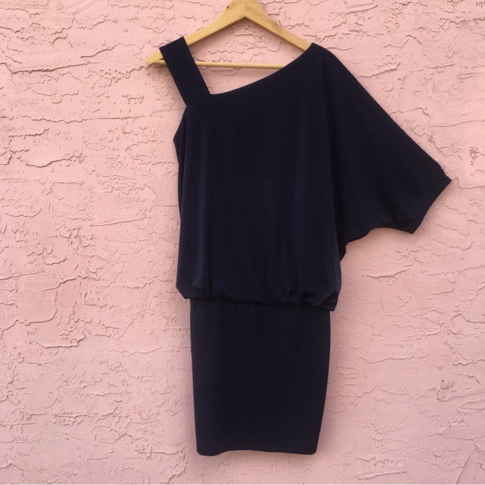 Jackie Jon New York Dress Navy Blue One Shoulder Size 4